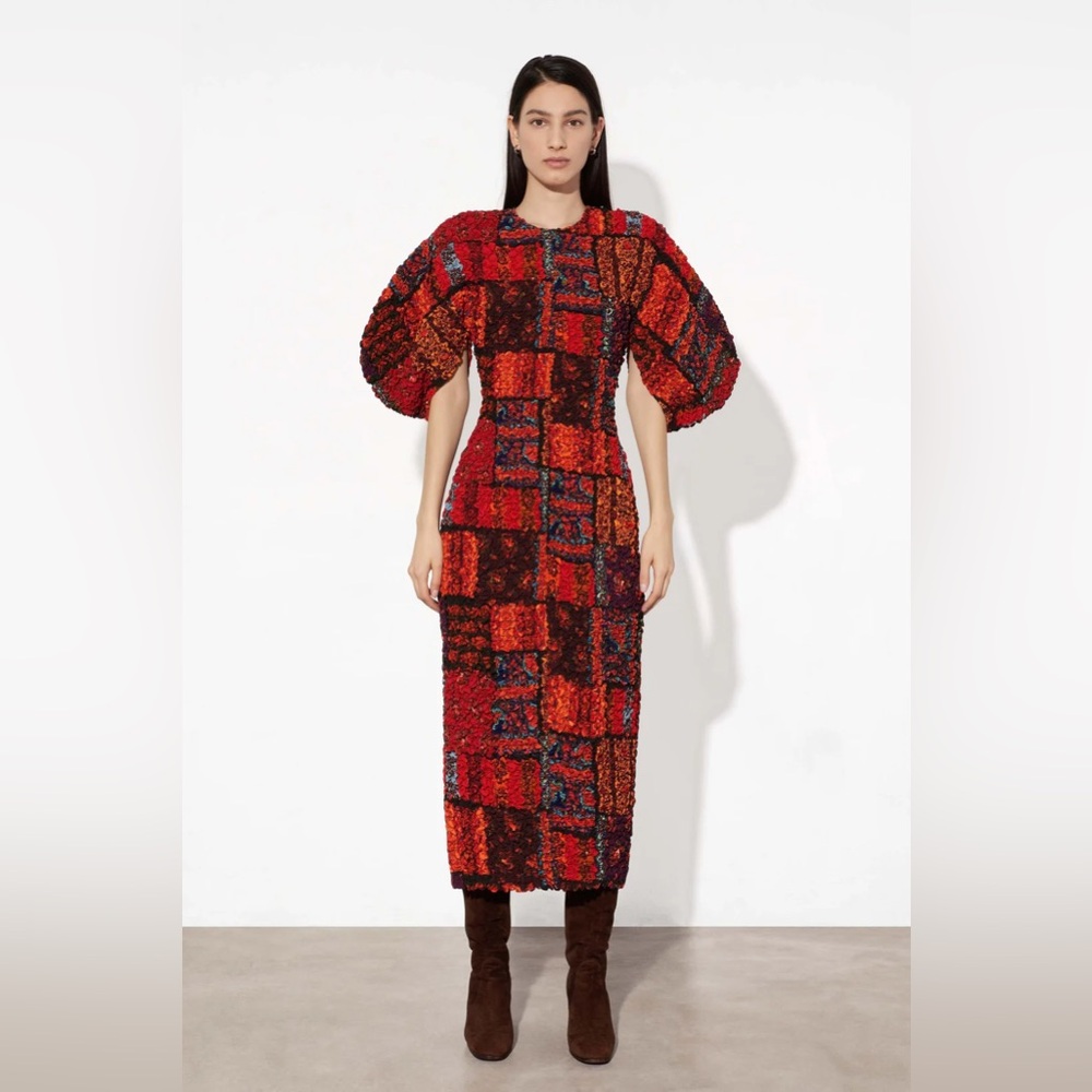 Mara Hoffman Freya Dress Popcorn Midi Todeo Print Bodycon L Celeb Style Luxury - Picture 6 of 14